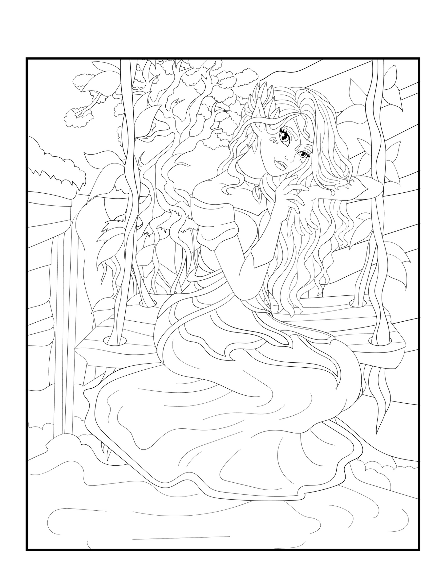 Mythical Creatures Coloring Book: Woodland Elves #1