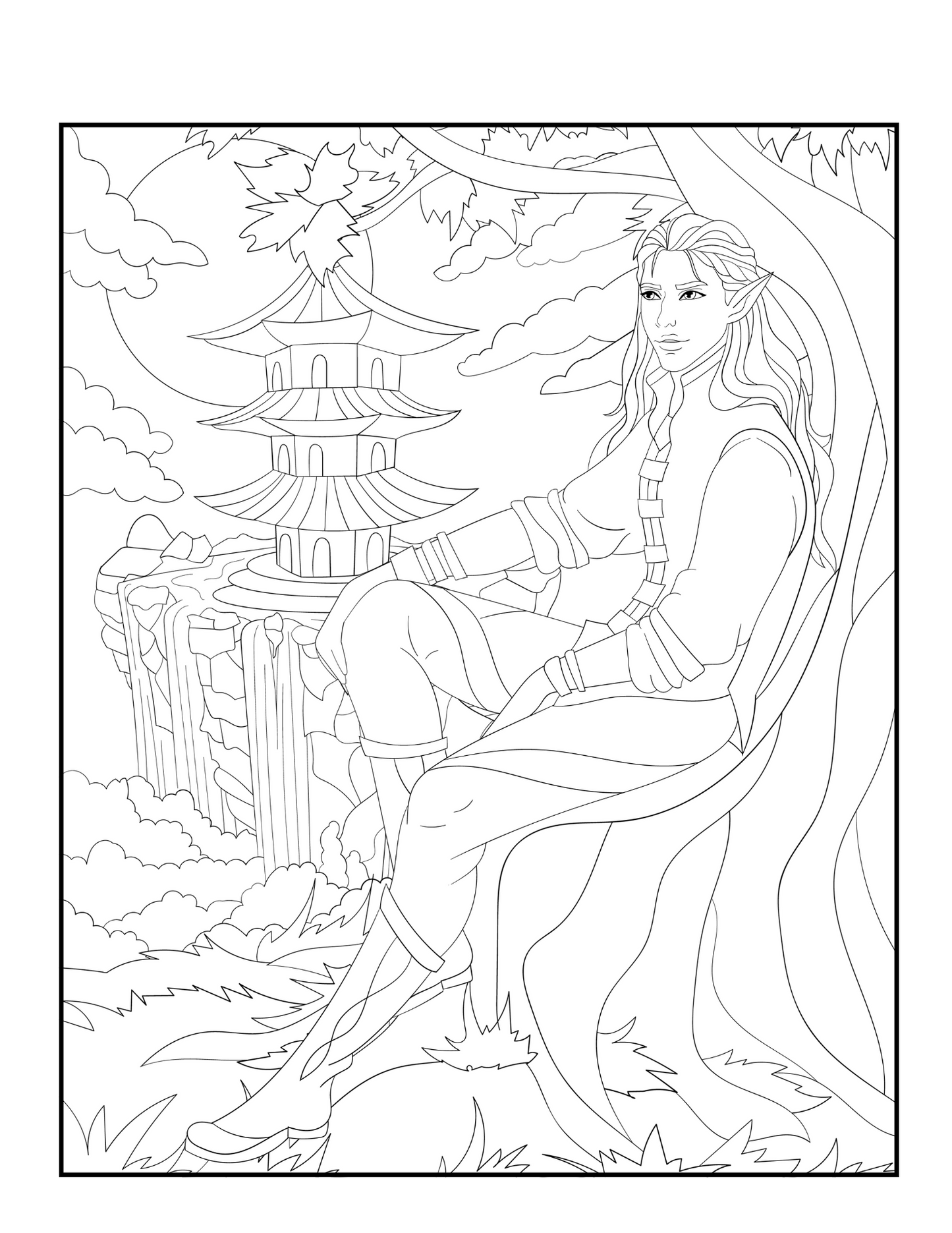 Mythical Creatures Coloring Book: Woodland Elves #1