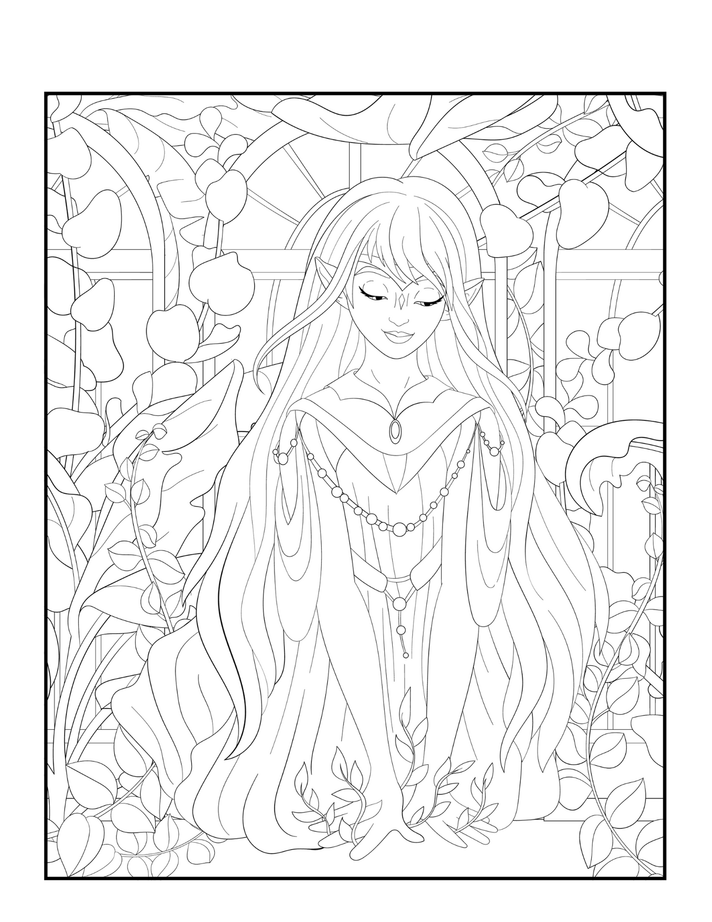 Mythical Creatures Coloring Book: Woodland Elves #1