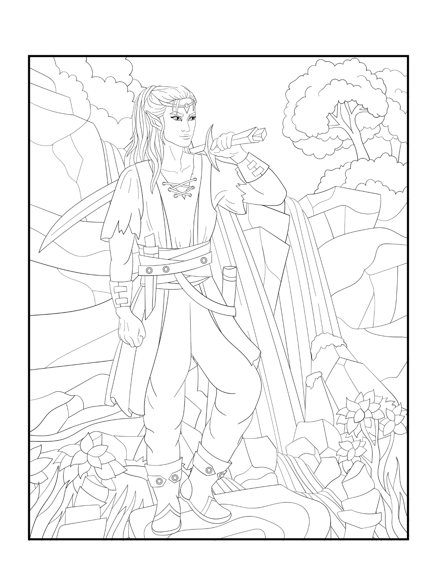 Mythical Creatures Coloring Book: Woodland Elves #1